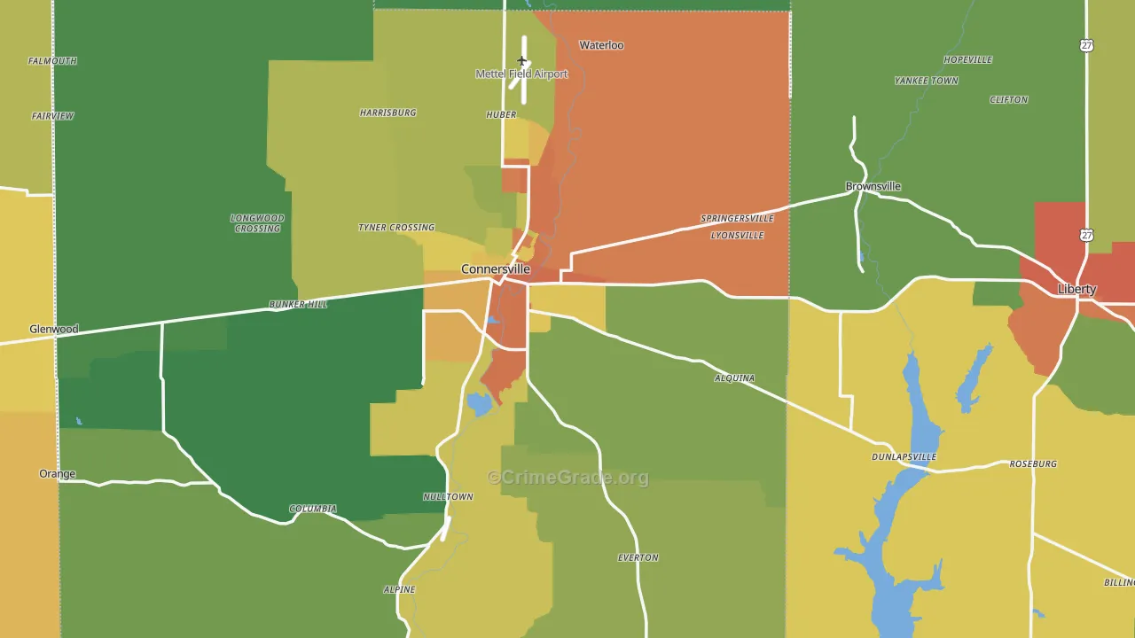 Milton, IN Map of Drug-Related Crime Rates