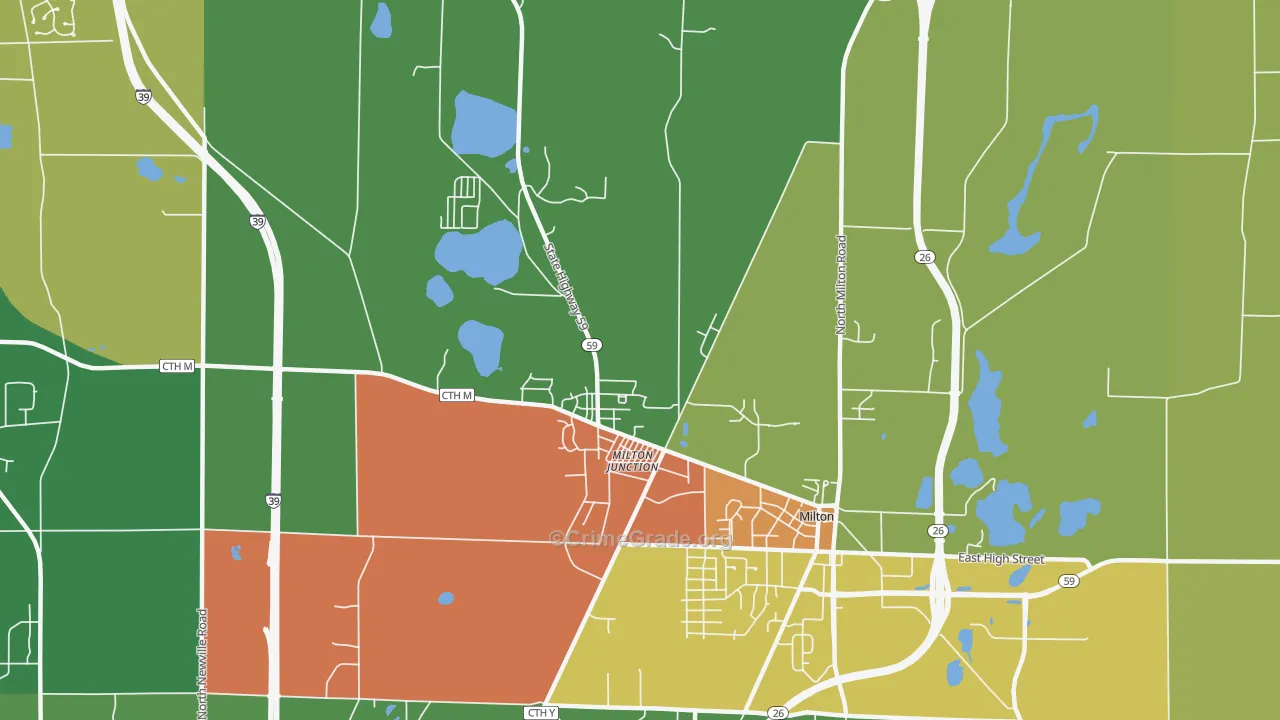 Milton Junction, WI Map of Drug-Related Crime Rates