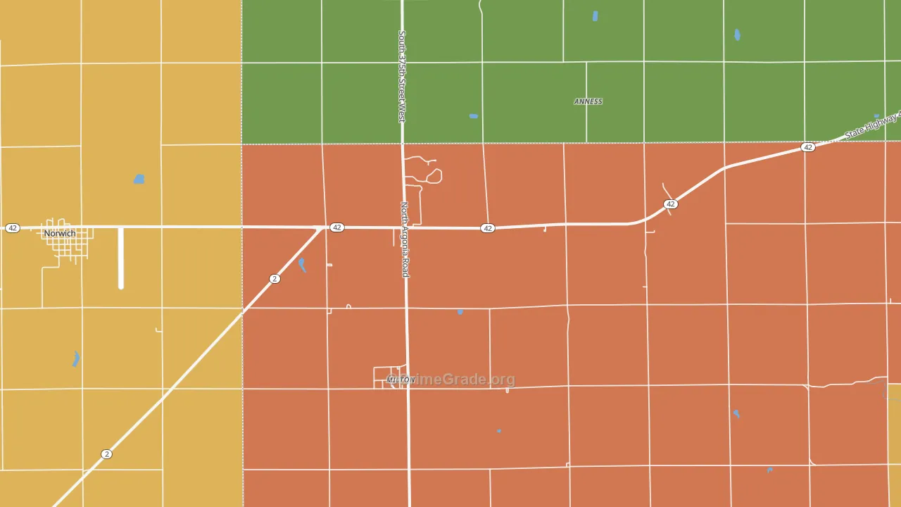 Milton, KS Map of Drug-Related Crime Rates