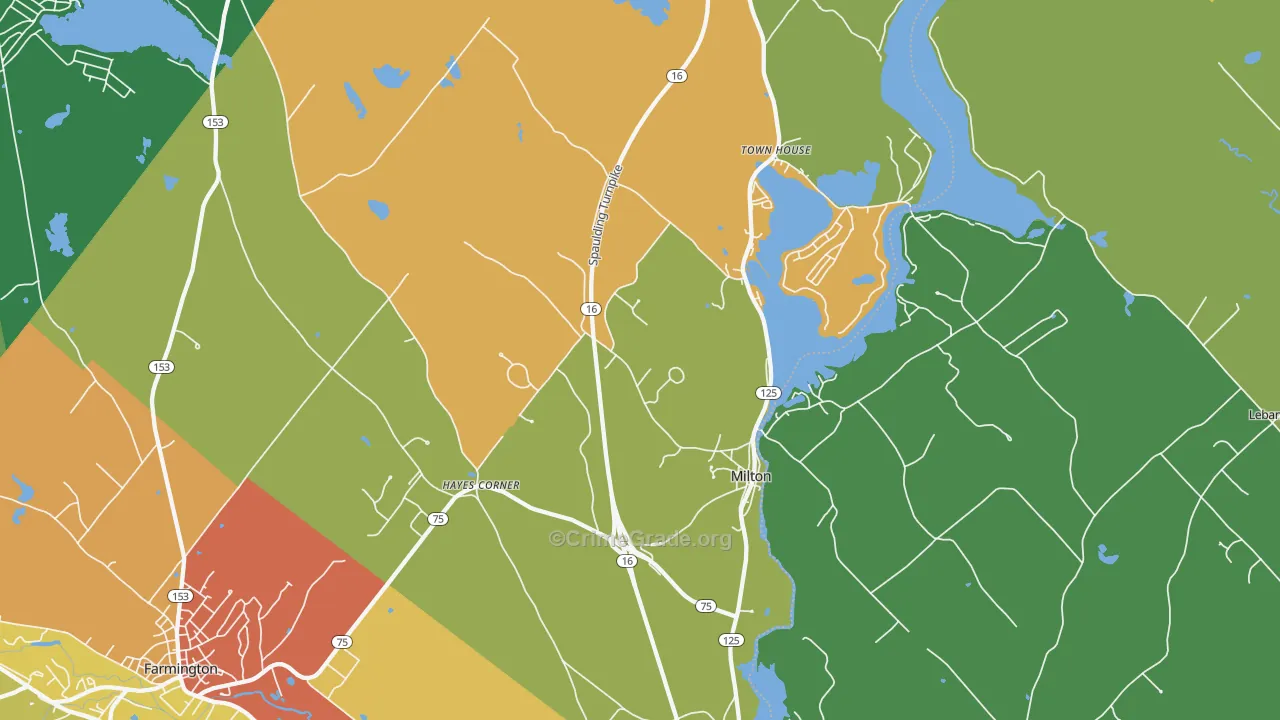 Milton, NH Map of Drug-Related Crime Rates