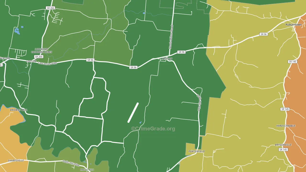 Milton, TN Map of Drug-Related Crime Rates
