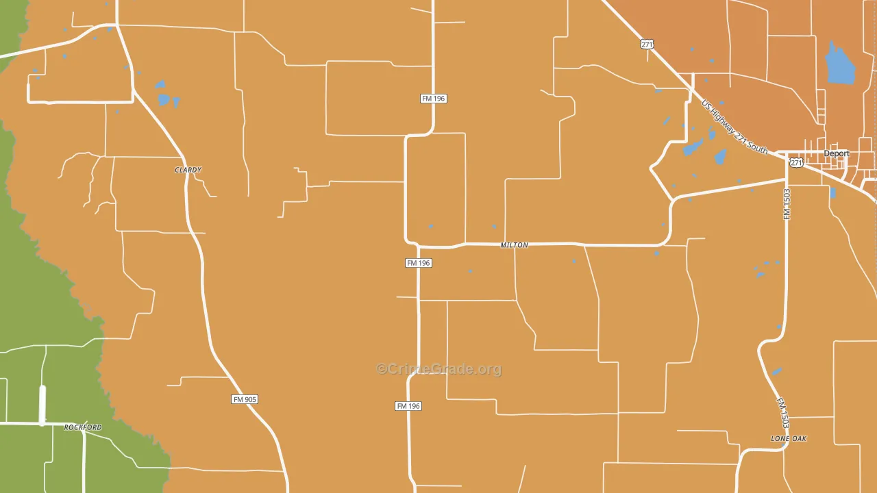 Milton, TX Map of Drug-Related Crime Rates