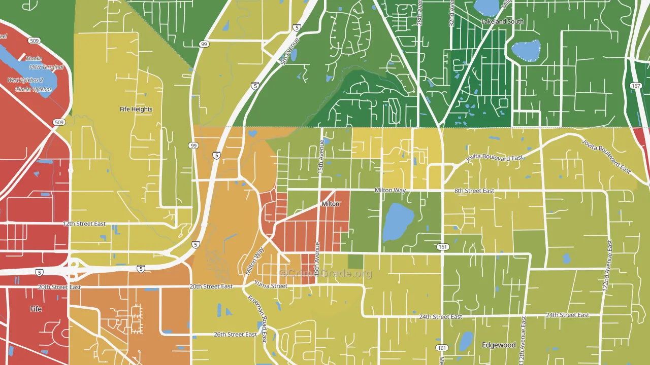 Milton, WA Map of Drug-Related Crime Rates