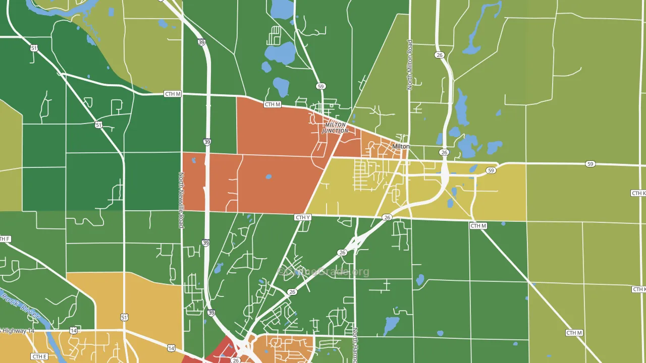 Milton, WI Map of Drug-Related Crime Rates