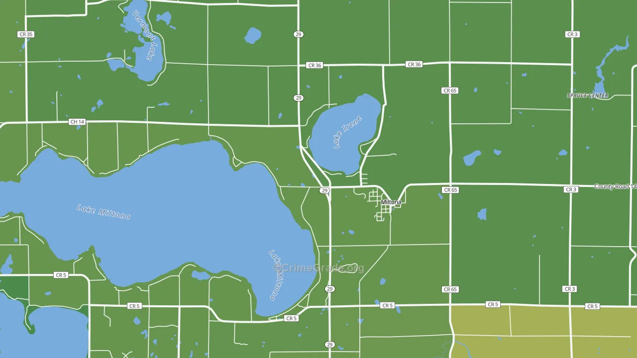 Miltona, MN Map of Drug-Related Crime Rates