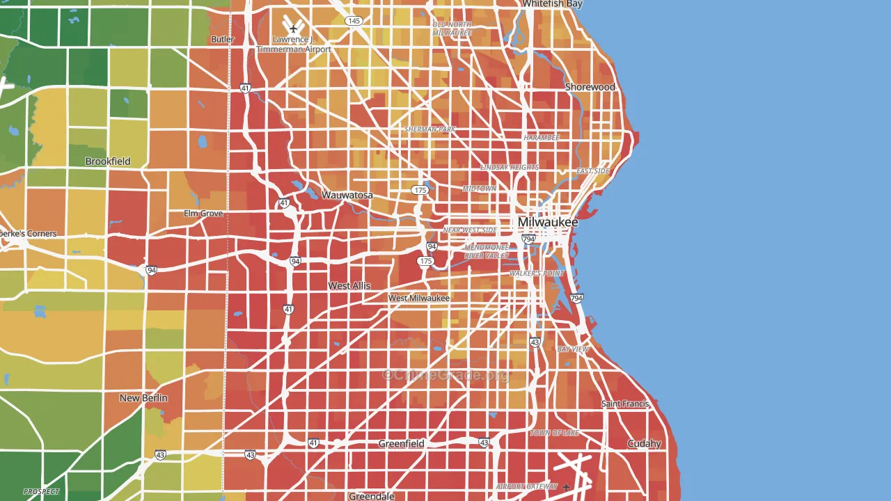 Milwaukee County, WI Map of Drug-Related Crime Rates