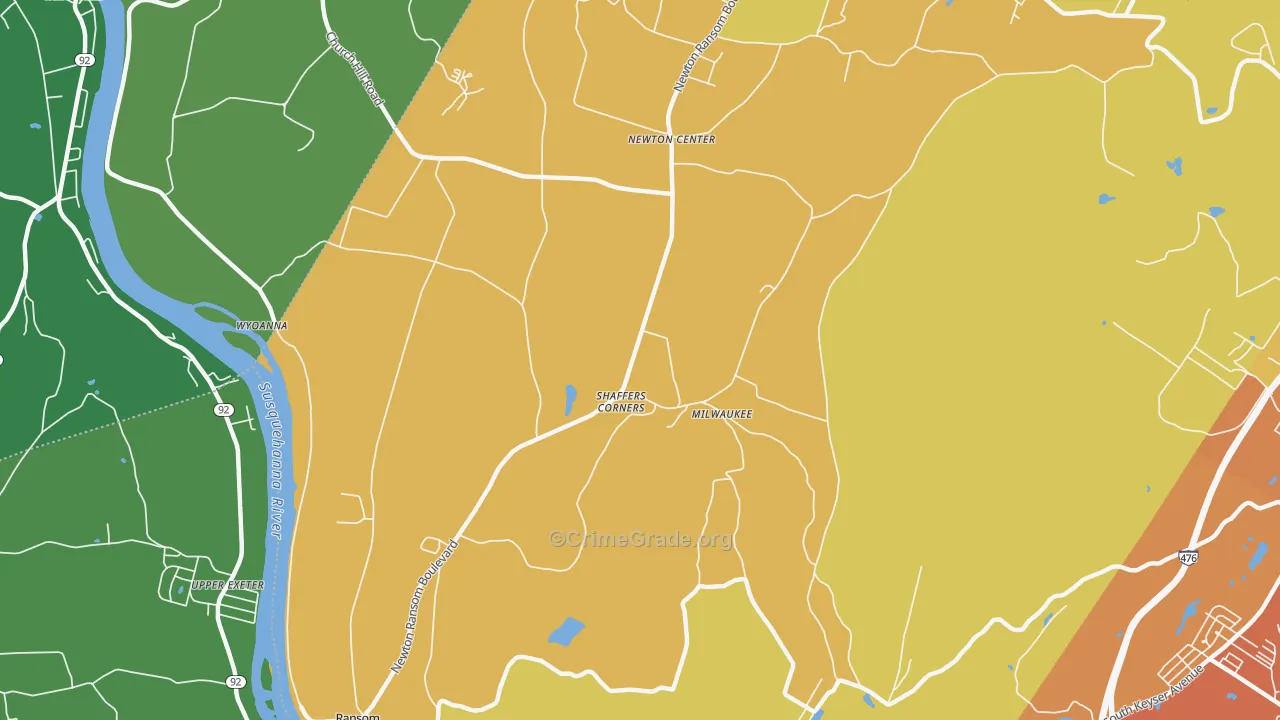 Milwaukee, PA Map of Drug-Related Crime Rates