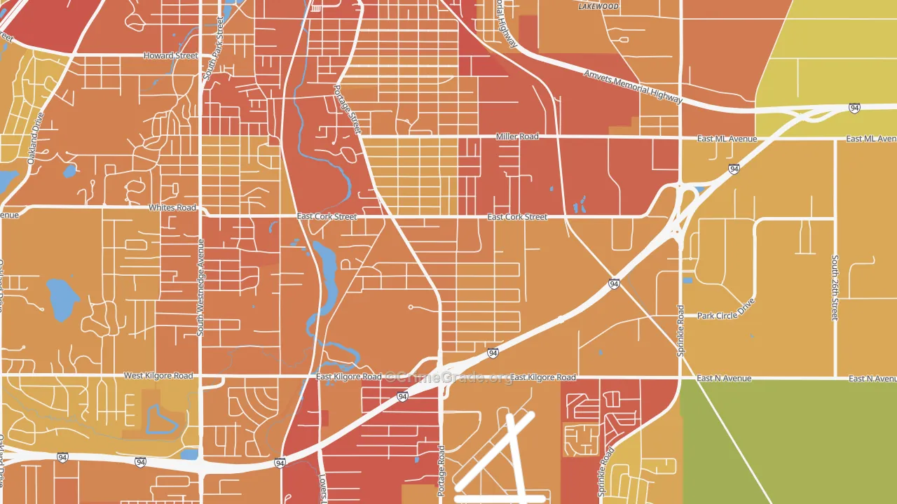 Milwood, Kalamazoo, MI Map of Drug-Related Crime Rates