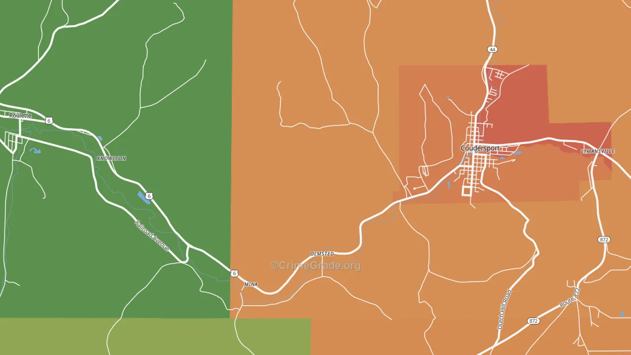 Mina, PA Map of Drug-Related Crime Rates