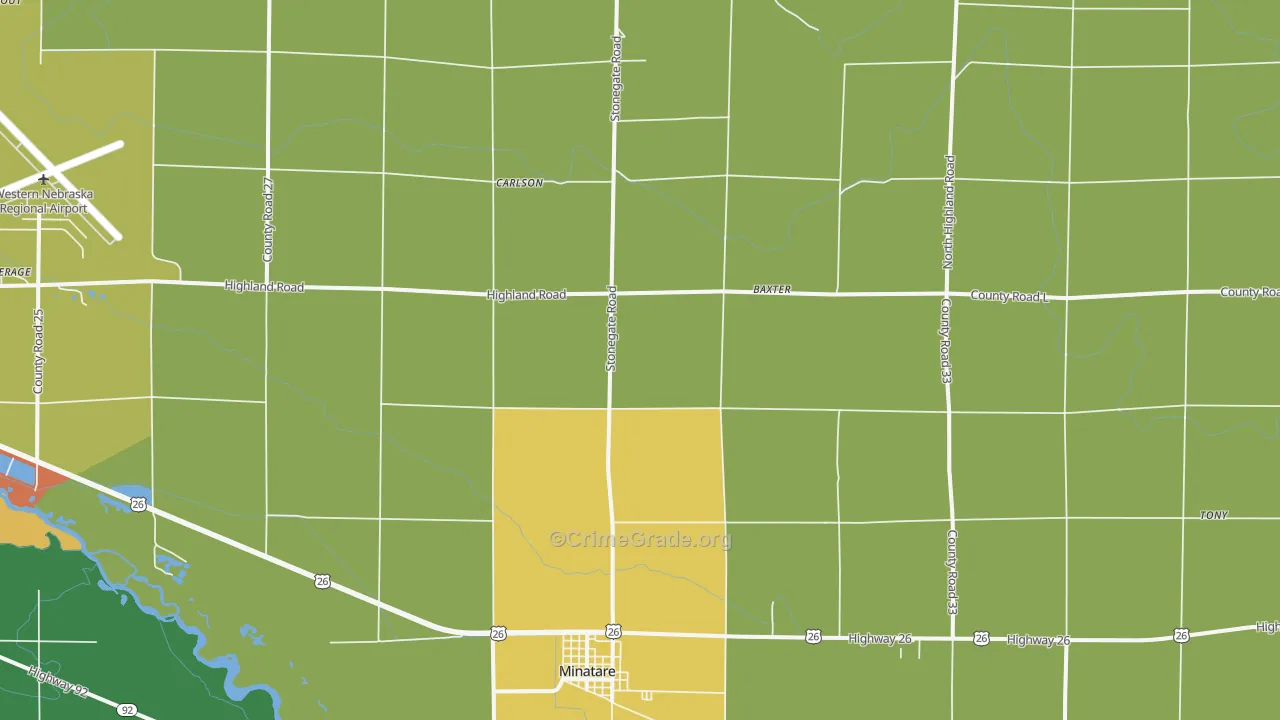 Minatare, NE Map of Drug-Related Crime Rates