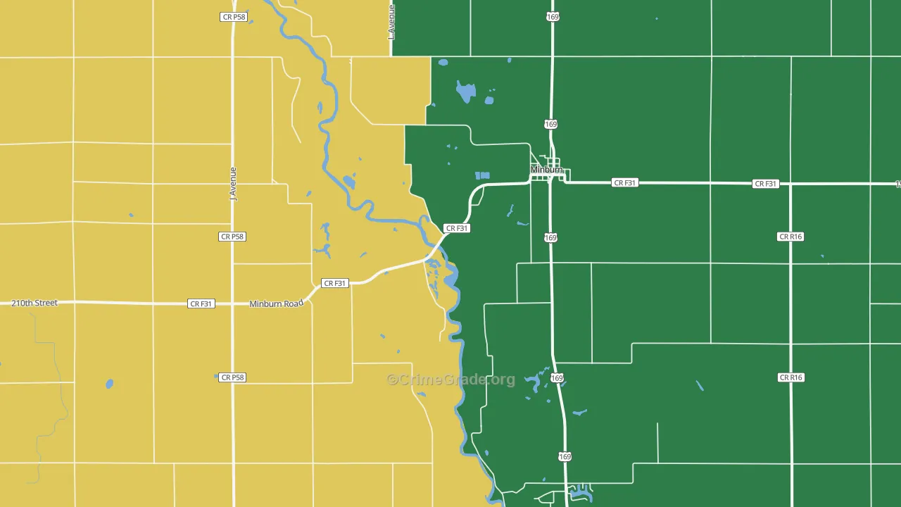 Minburn, IA Map of Drug-Related Crime Rates