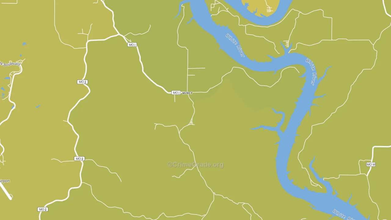 Mincy, MO Map of Drug-Related Crime Rates