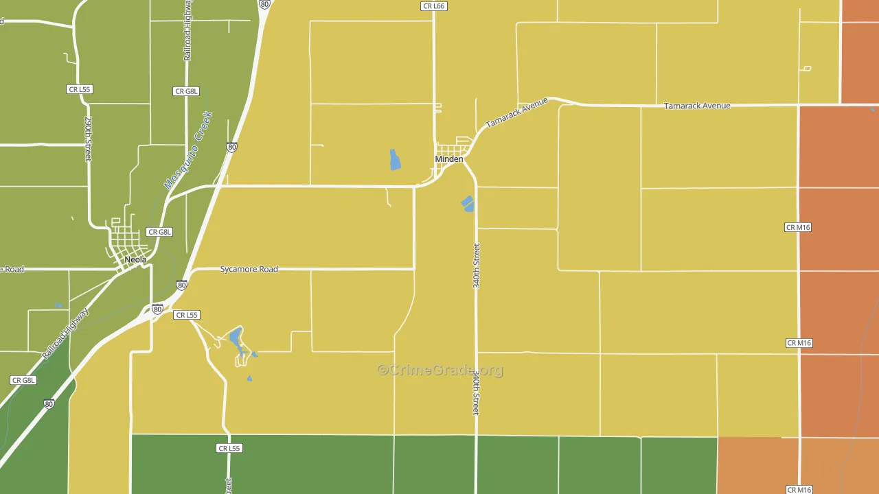 Minden, IA Map of Drug-Related Crime Rates