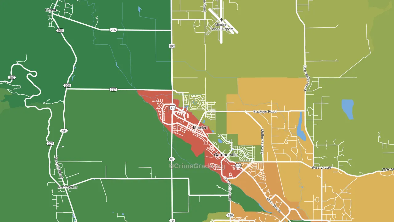 Minden, NV Map of Drug-Related Crime Rates