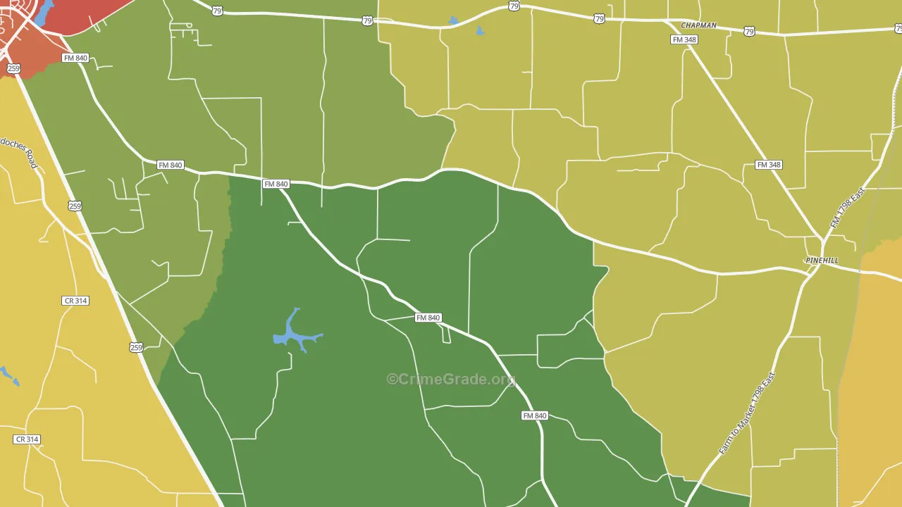Minden, TX Map of Drug-Related Crime Rates