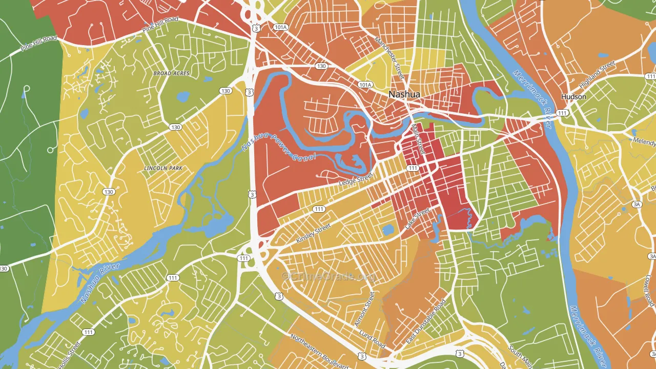 Mine Falls Park, Nashua, NH Map of Drug-Related Crime Rates