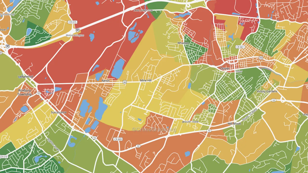 Mine Hill, NJ Map of Drug-Related Crime Rates