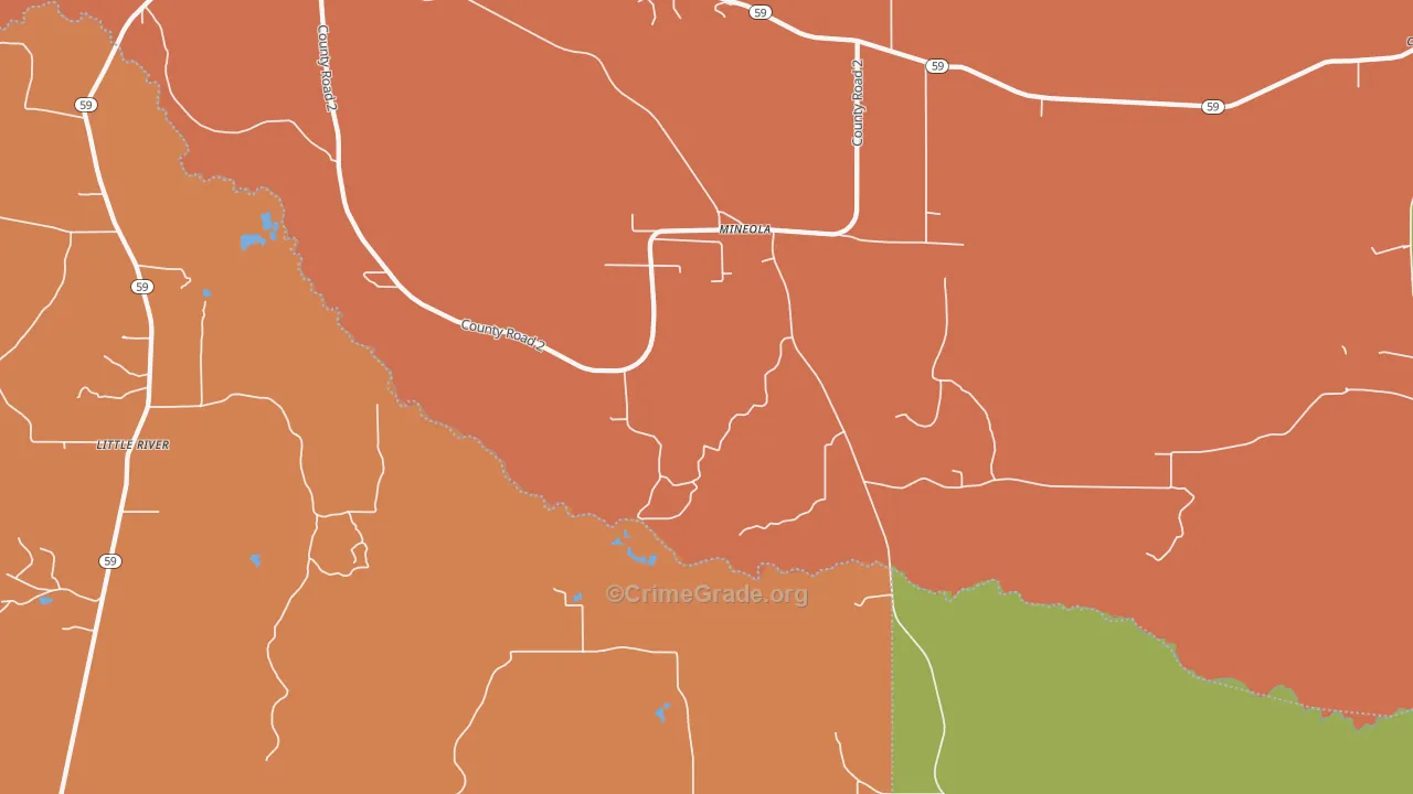 Mineola, AL Map of Drug-Related Crime Rates