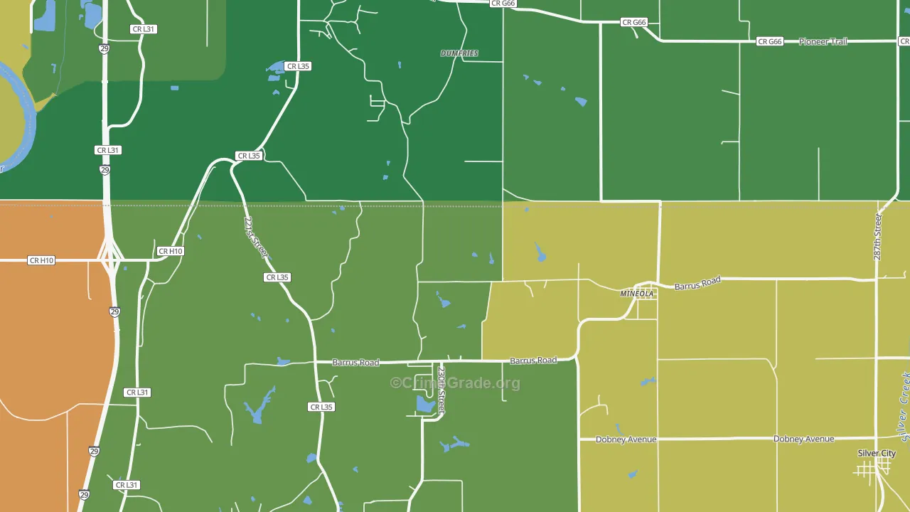Mineola, IA Map of Drug-Related Crime Rates