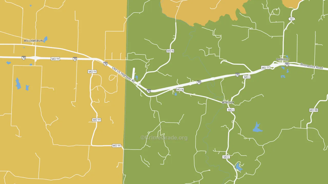 Mineola, MO Map of Drug-Related Crime Rates