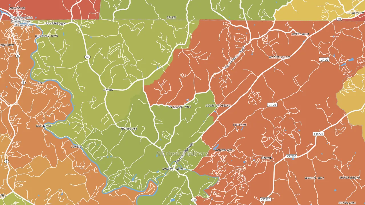 Mineral Bluff, GA Map of Drug-Related Crime Rates