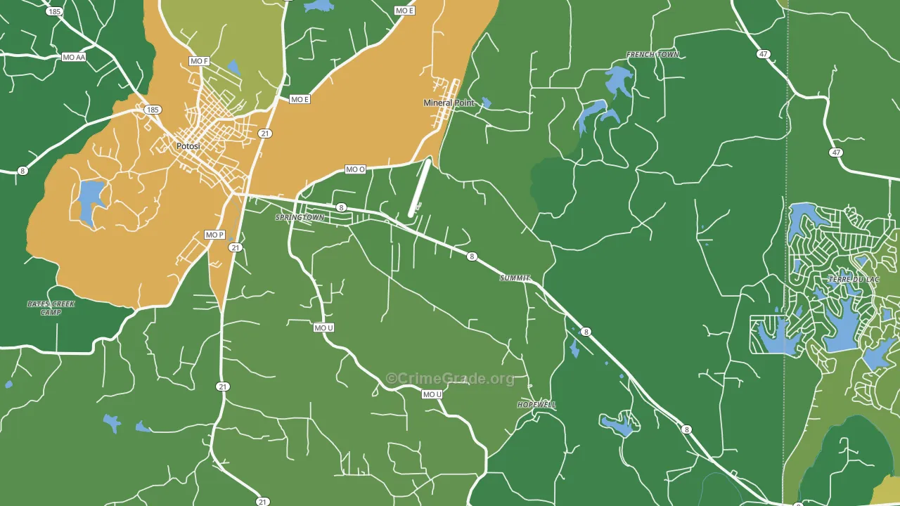 Mineral Point, MO Map of Drug-Related Crime Rates