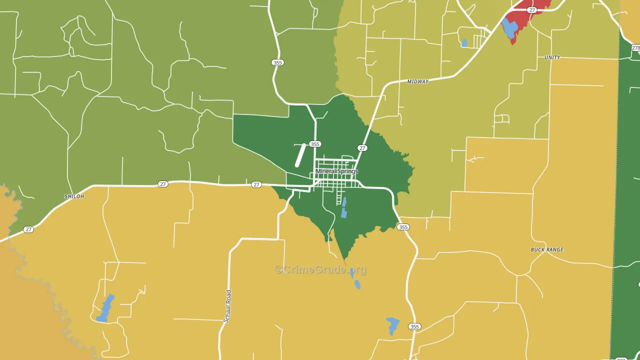 Mineral Springs, AR Map of Drug-Related Crime Rates