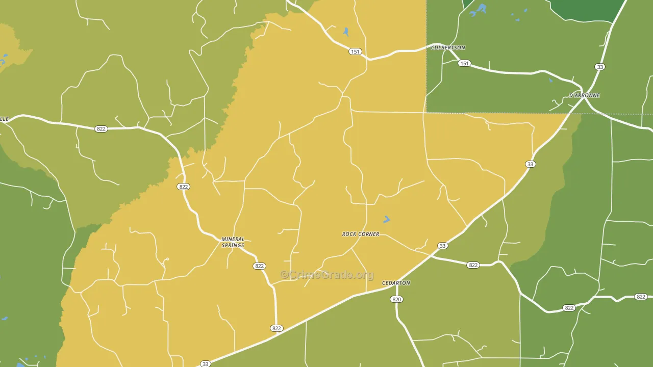 Mineral Springs, LA Map of Drug-Related Crime Rates
