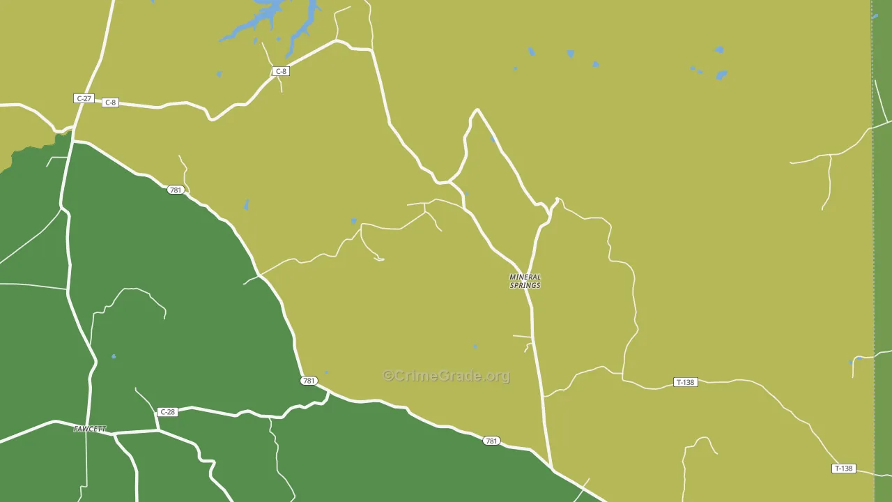 Mineral Springs, OH Map of Drug-Related Crime Rates