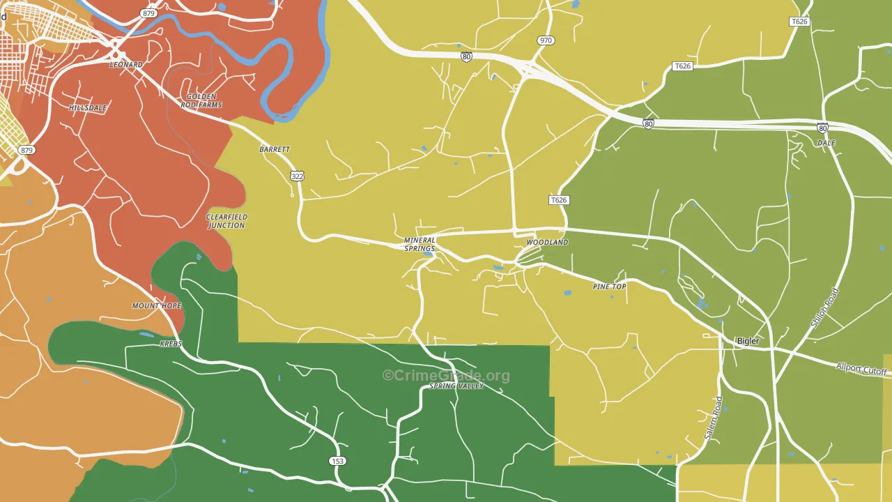 Mineral Springs, PA Map of Drug-Related Crime Rates
