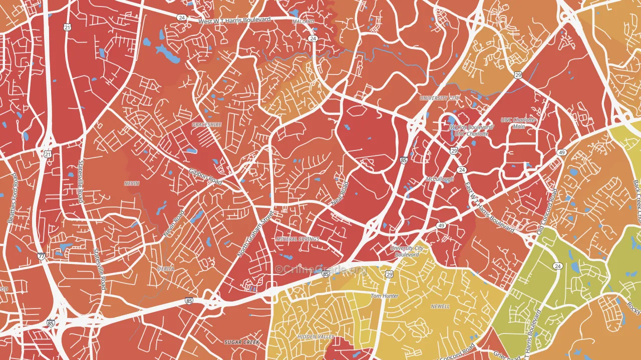 Mineral Springs-Rumble Road, Charlotte, NC Map of Drug-Related Crime Rates