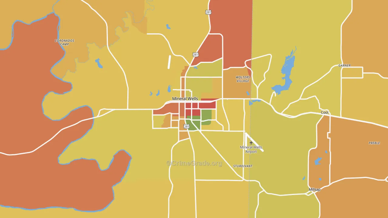 Mineral Wells, TX Map of Drug-Related Crime Rates