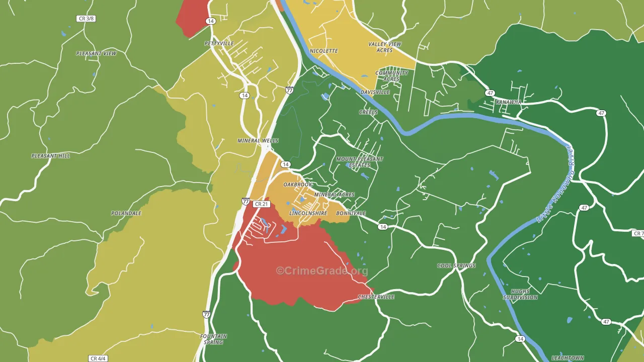 Mineralwells, WV Map of Drug-Related Crime Rates