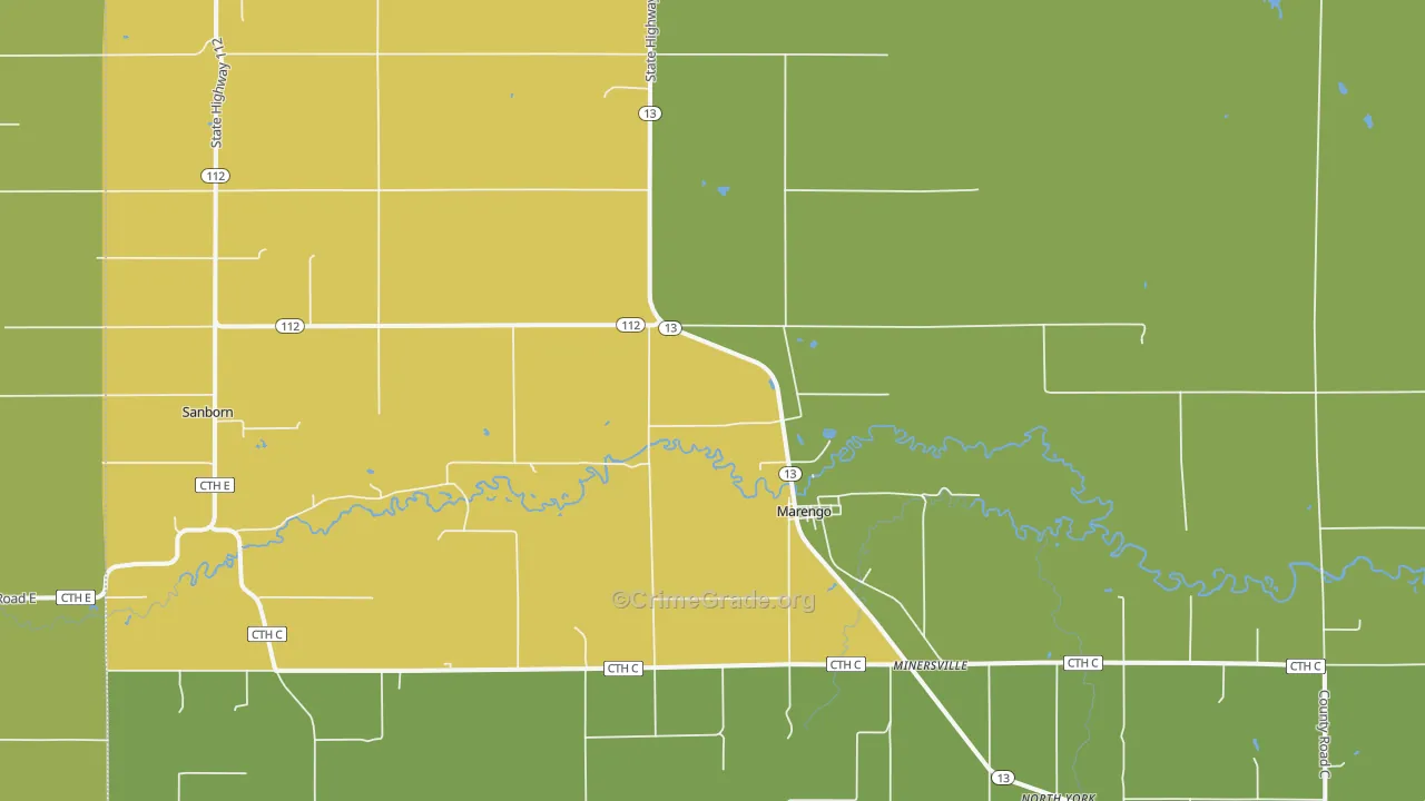 Minersville, WI Map of Drug-Related Crime Rates