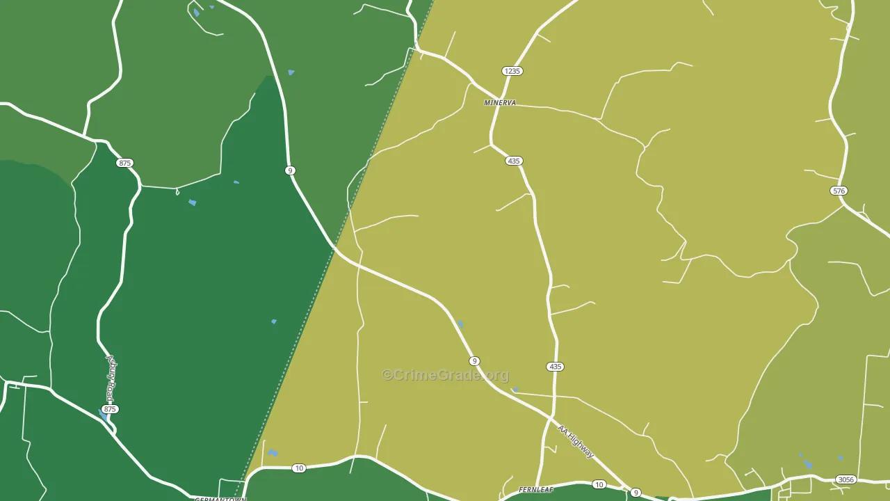 Minerva, KY Map of Drug-Related Crime Rates