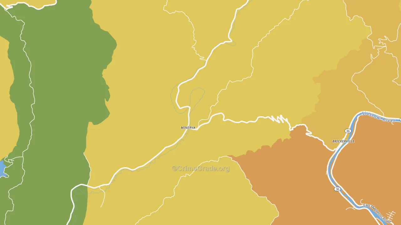 Minerva, OR Map of Drug-Related Crime Rates