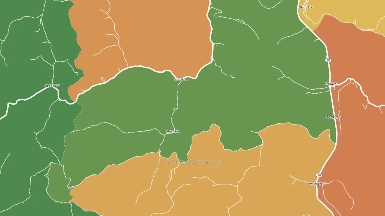 Minerva, WV Map of Drug-Related Crime Rates