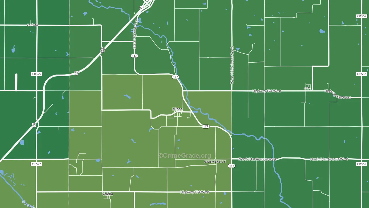 Mingo, IA Map of Drug-Related Crime Rates