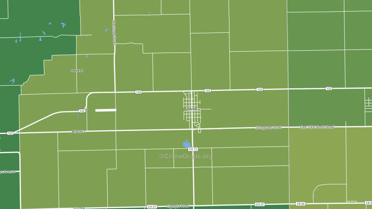 Minier, IL Map of Drug-Related Crime Rates