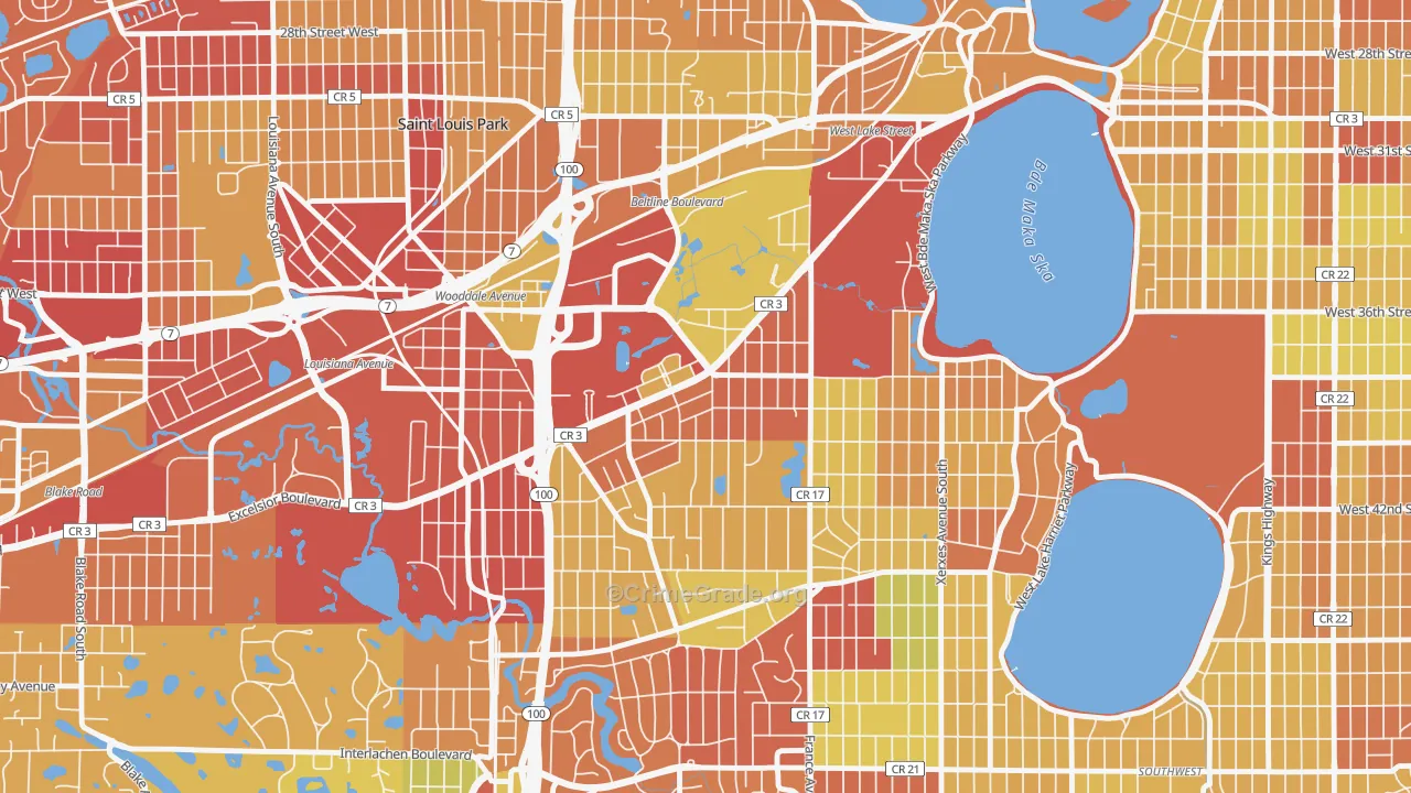 Minikahda Vista, St. Louis Park, MN Map of Drug-Related Crime Rates