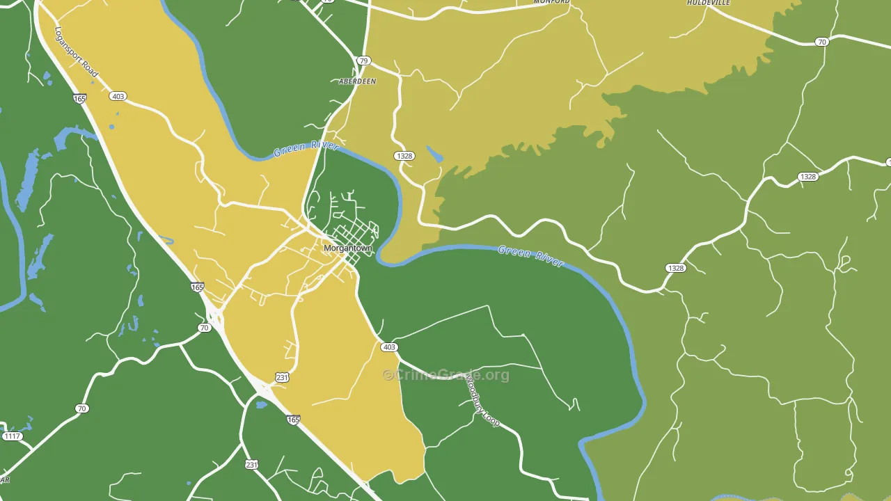 Mining City, KY Map of Drug-Related Crime Rates