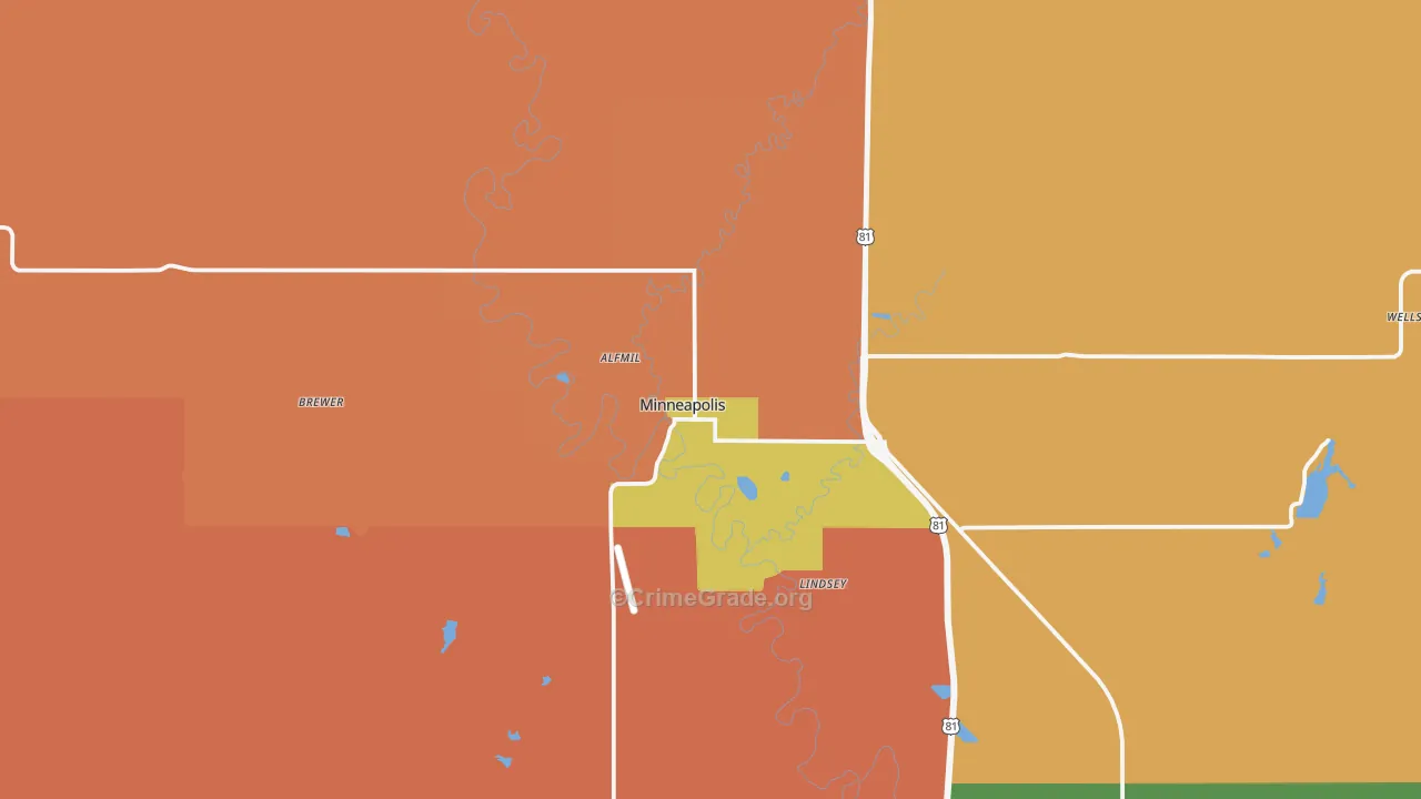 Minneapolis, KS Map of Drug-Related Crime Rates