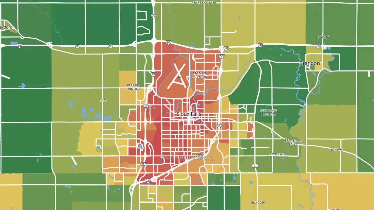 Minnehaha County, SD Map of Drug-Related Crime Rates