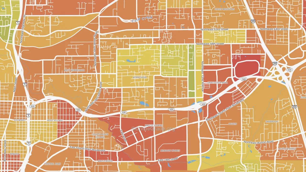 Minnehaha, WA Map of Drug-Related Crime Rates
