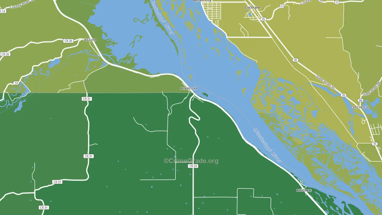 Minneiska, MN Map of Drug-Related Crime Rates