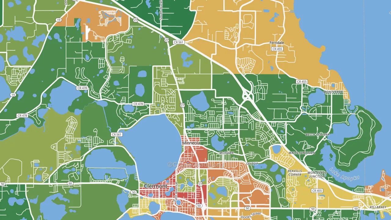 Minneola, FL Map of Drug-Related Crime Rates