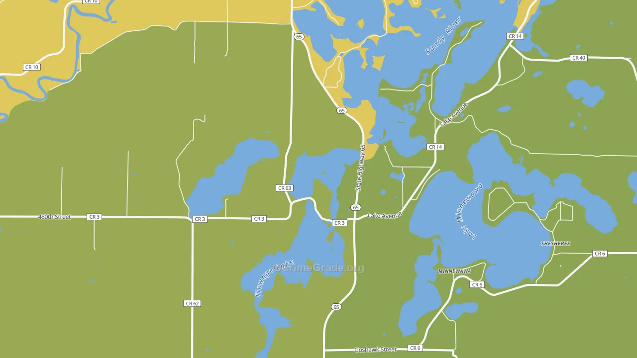 Minnewawa, MN Map of Drug-Related Crime Rates