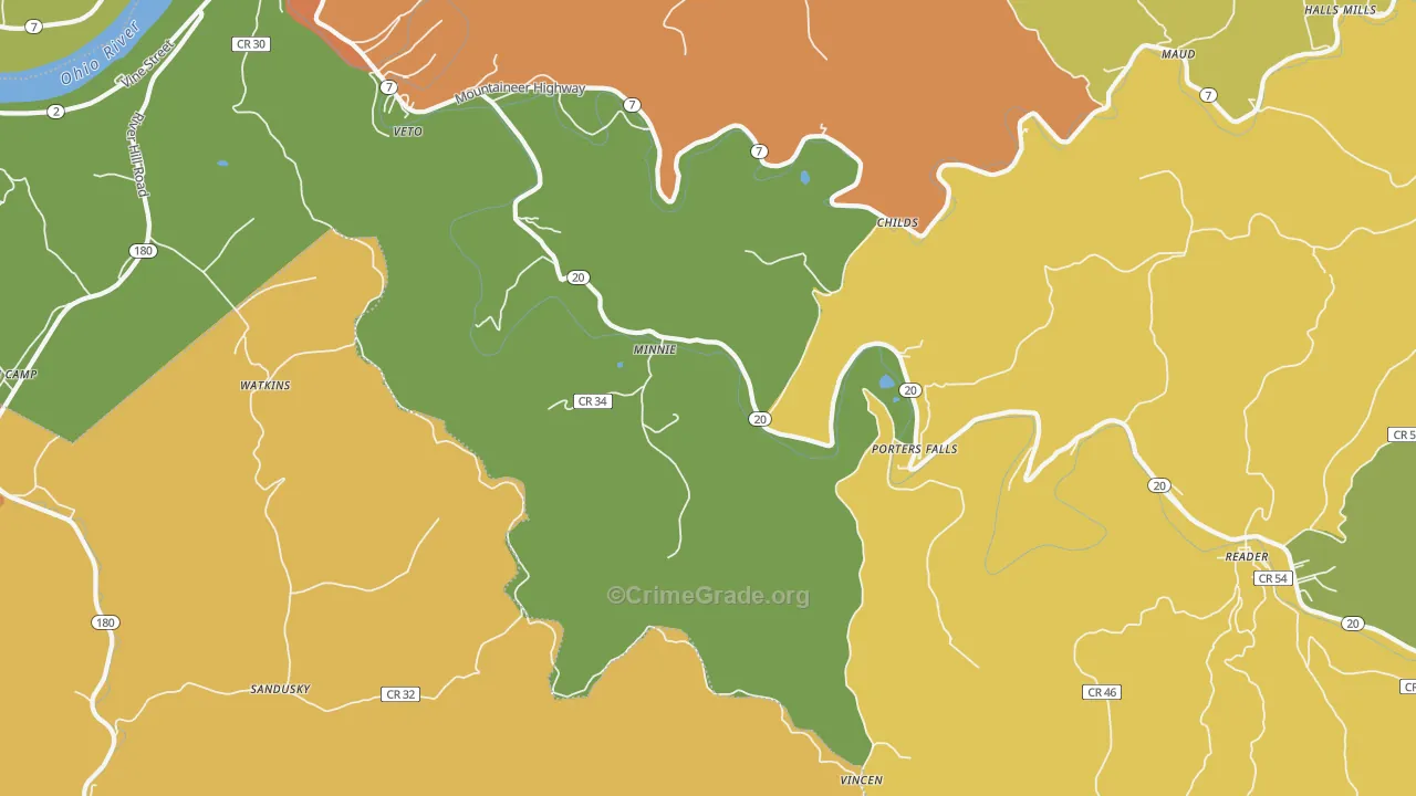 Minnie, WV Map of Drug-Related Crime Rates