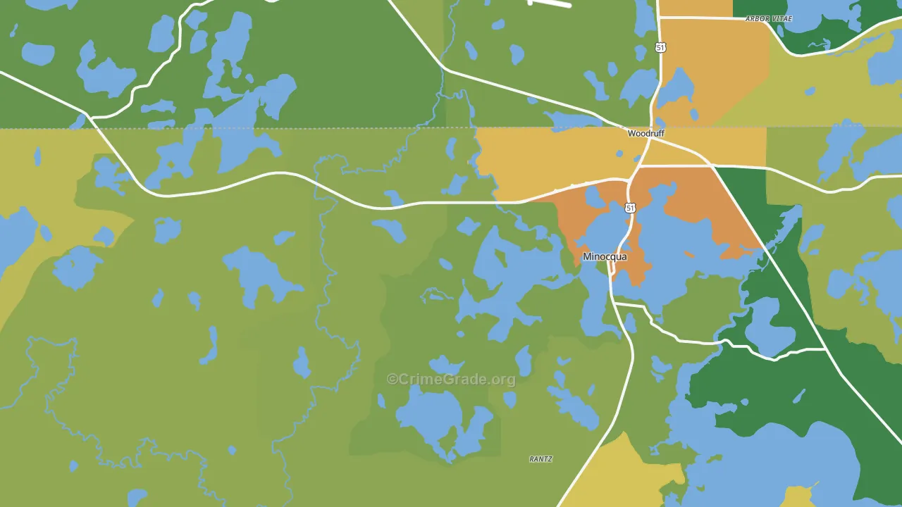 Minocqua, WI Map of Drug-Related Crime Rates