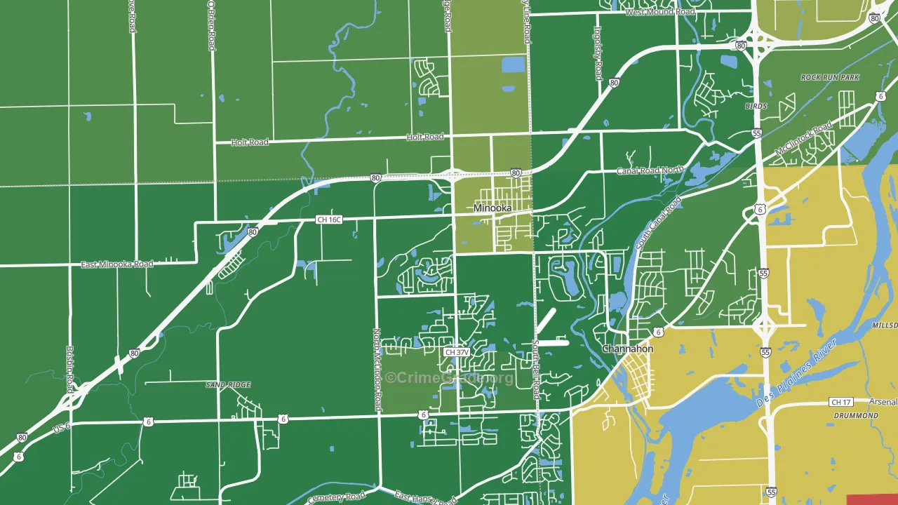 Minooka, IL Map of Drug-Related Crime Rates